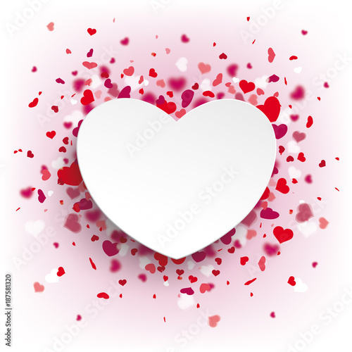 White Paper Heart Pink Background Confetti