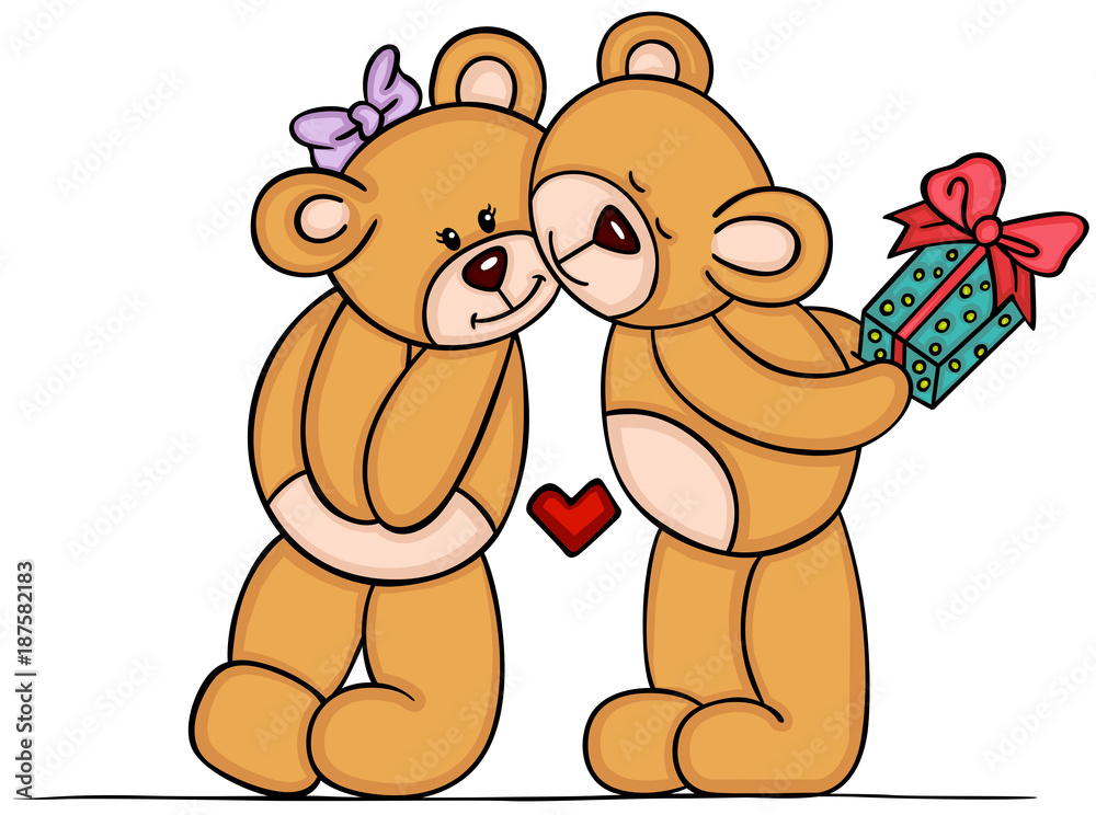 Teddy bears in love Stock Vector | Adobe Stock
