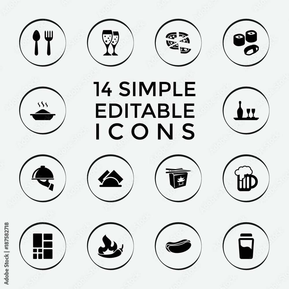 Set of 14 menu filled icons