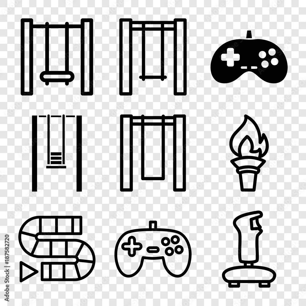 Set of 9 games filled and outline icons