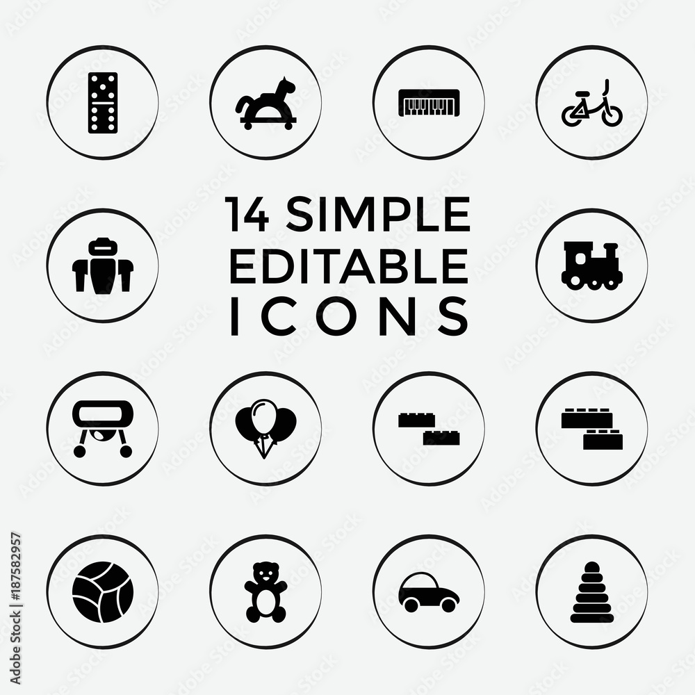 Set of 14 toy filled icons