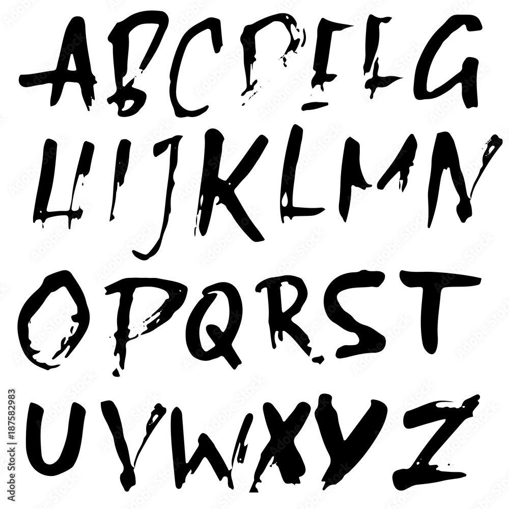 Handdrawn dry brush font. Modern brush lettering. Grunge style alphabet. Vector illustration. Handdrawn dry brush font. Modern brush lettering. Grunge style alphabet. Vector illustration.
