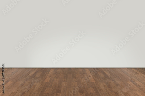 Walnut wood floor with wall background photo