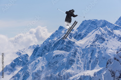 Wallpaper Mural Skier jump in the mountains. Extreme ski sport. Freeride. Torontodigital.ca