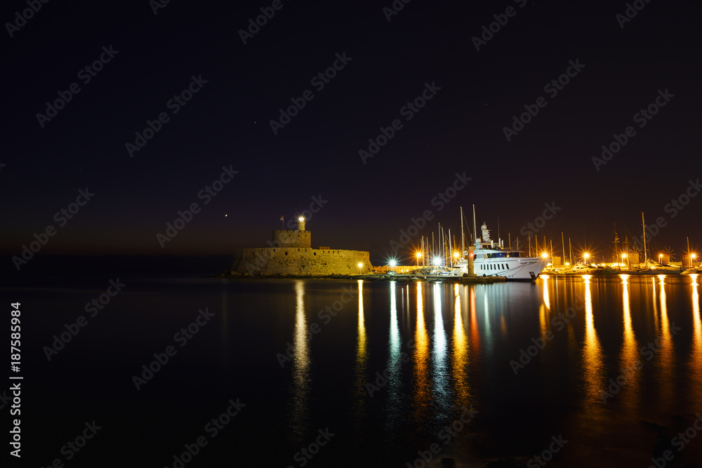 Agios Nikolaos fortress on the Mandraki harbour of Rhodes