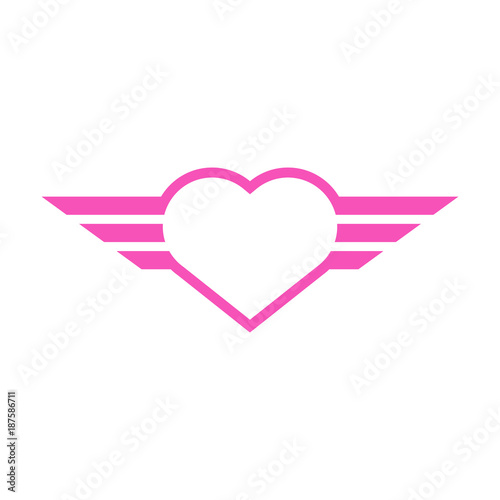 Flying Love Heart Wings Vector Illustration Graphic