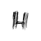 Letter H. Handwritten by dry brush. Rough strokes font. Vector illustration. Grunge style elegant alphabet.