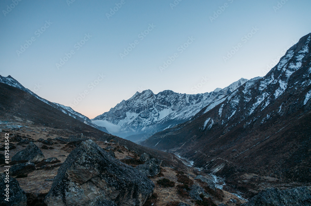 amazing snowy mountains landscape, Nepal, Sagarmatha, November 2014
