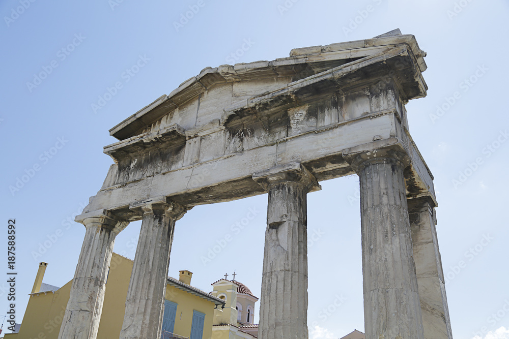 Gate of Athena Archegetis in the Roman Agora in Athens, Greece