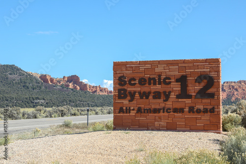 The panel of the Scenic Byway 12 in Utah