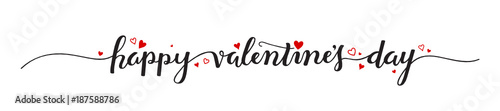 HAPPY VALENTINE’S DAY hand lettering banner with hearts