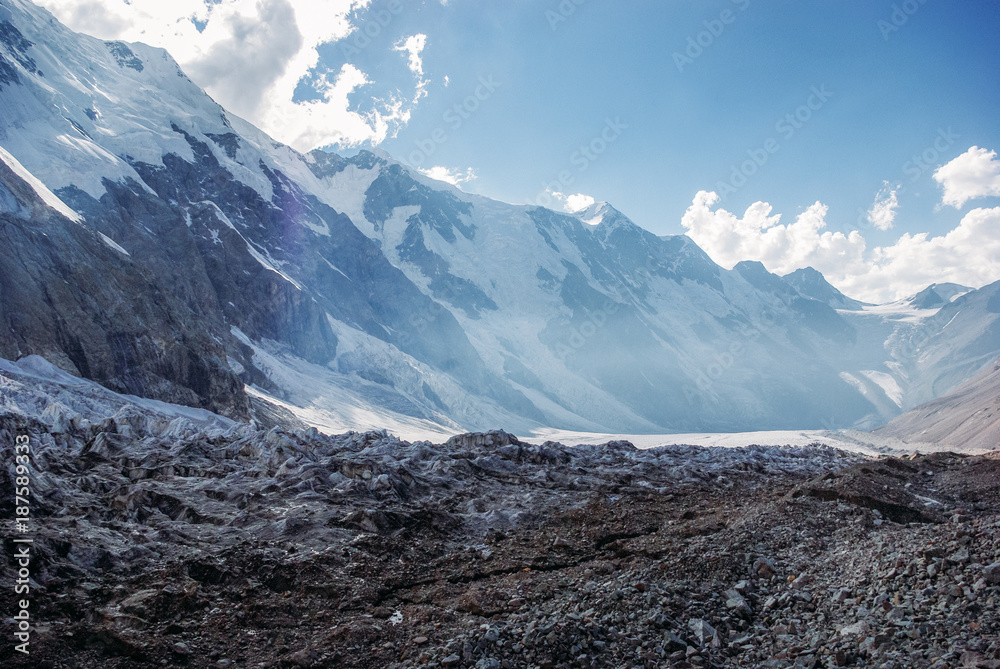 amazing view of mountains landscape with snow, Russian Federation, Caucasus, July 2012