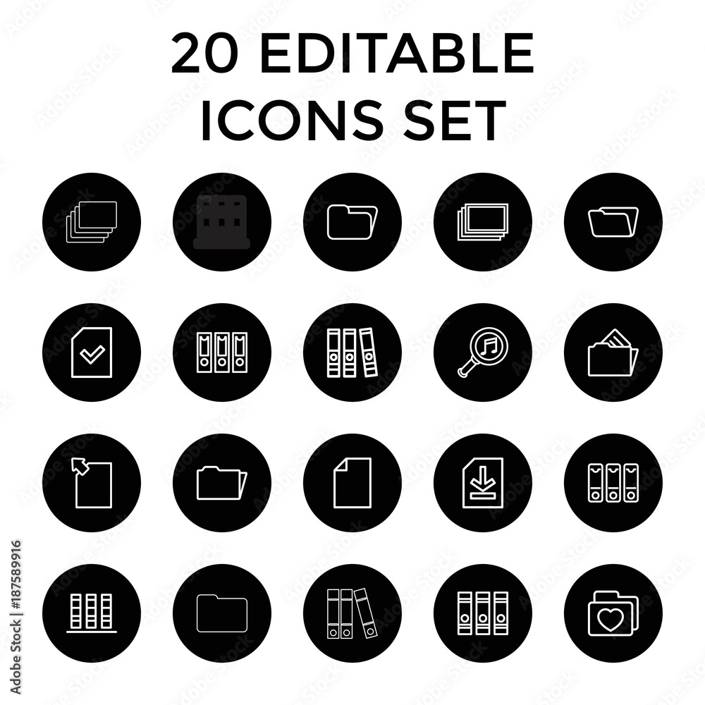 Folder icons. set of 20 editable outline folder icons Folder icons. set of 20 editable outline folder icons