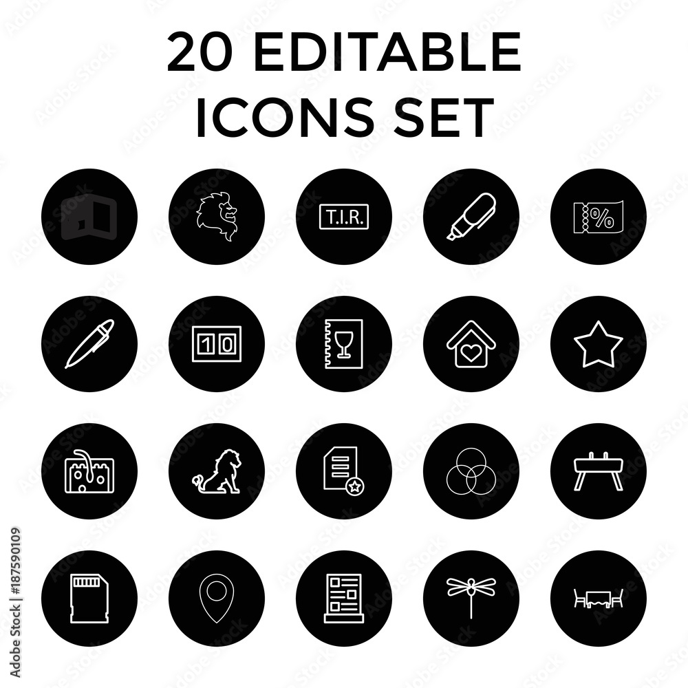 Template icons. set of 20 editable outline template icons Template icons. set of 20 editable outline template icons