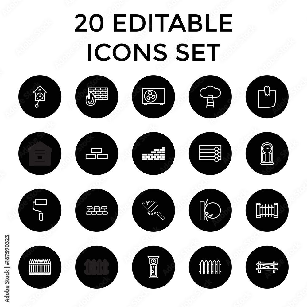 Wall icons. set of 20 editable outline wall icons Wall icons. set of 20 editable outline wall icons