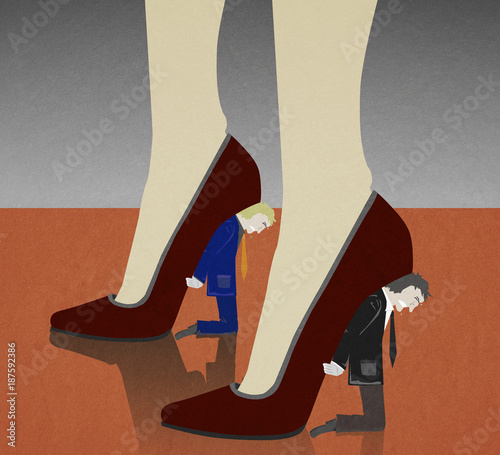 Принти на полотні men support woman in high heels