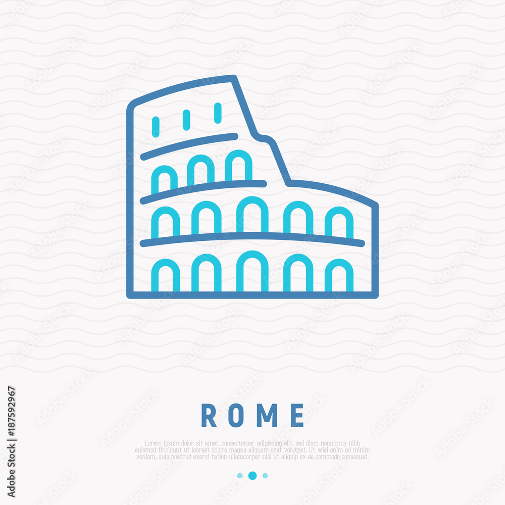 Coliseum thin line icon. Modern vector illustration of Rome landmark.