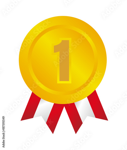 ranking medal icon illustration. 1st place (gold) 