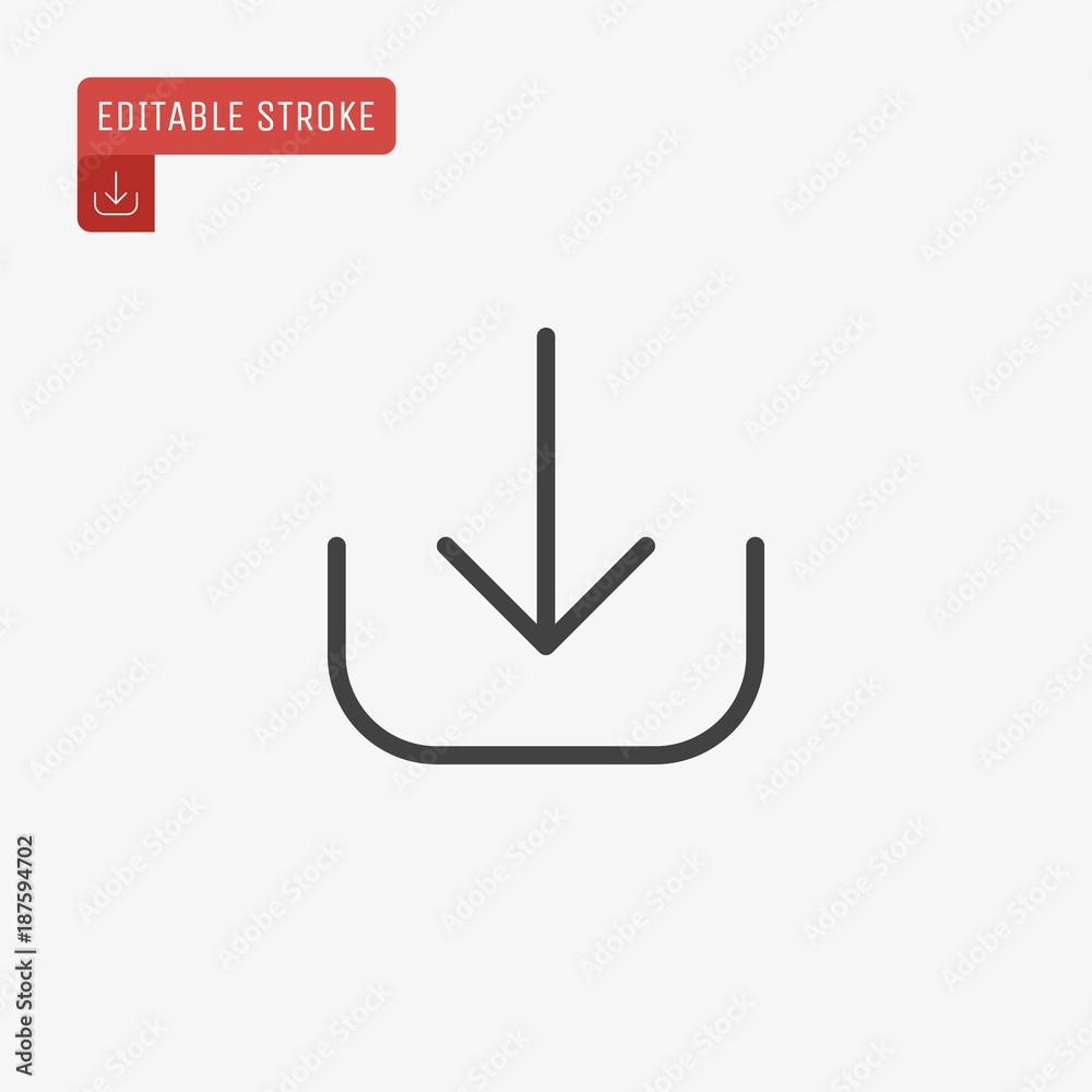 Outline Download icon isolated on grey background. Editable stroke. Vector illustration. Eps10. Outline Download icon isolated on grey background. Editable stroke. Vector illustration. Eps10.