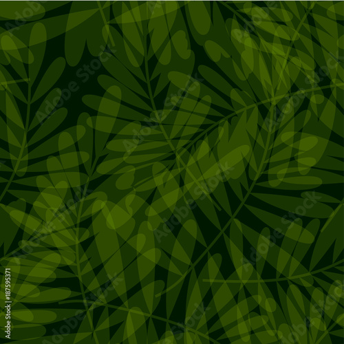Green tropical seamless pattern vector illustration for card, invitation, poster, header. Exotic dark forest leaves motif for surface design, fabric, wrapping paper.