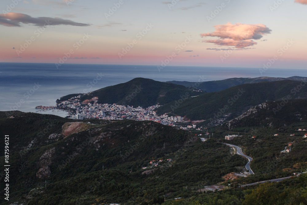Riviera of Budva in Montenegro on Adriatic Sea coast