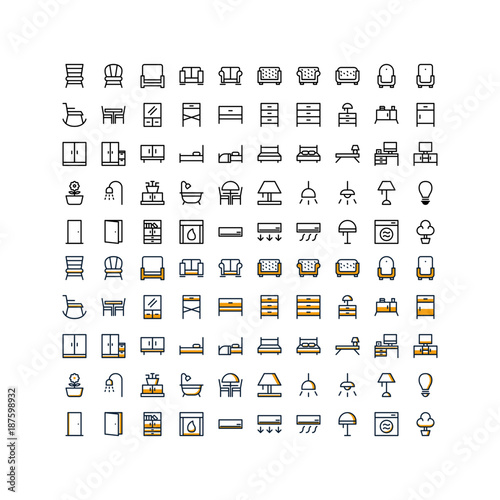 furniture icon set vector isolated
