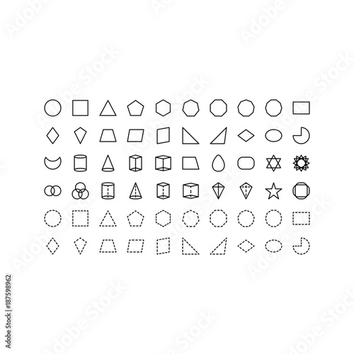 geometrical icon set vector isolated