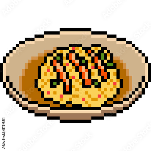 vector pixel art food fried rice