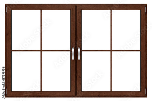 brown wooden window isolated on white background