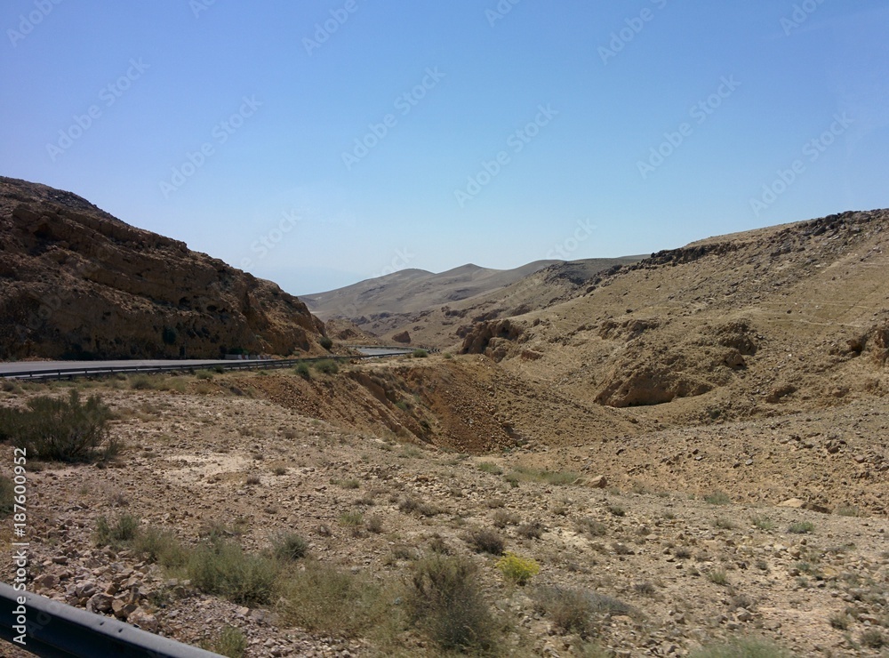 The road in the Jordanian desert The road in the Jordanian desert