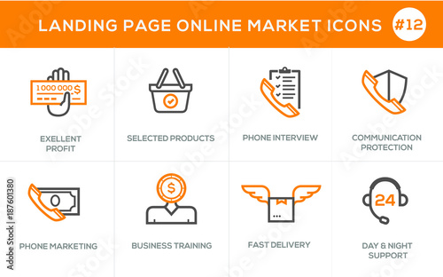 Flat line design concept icons for online shopping, website banner and landing page