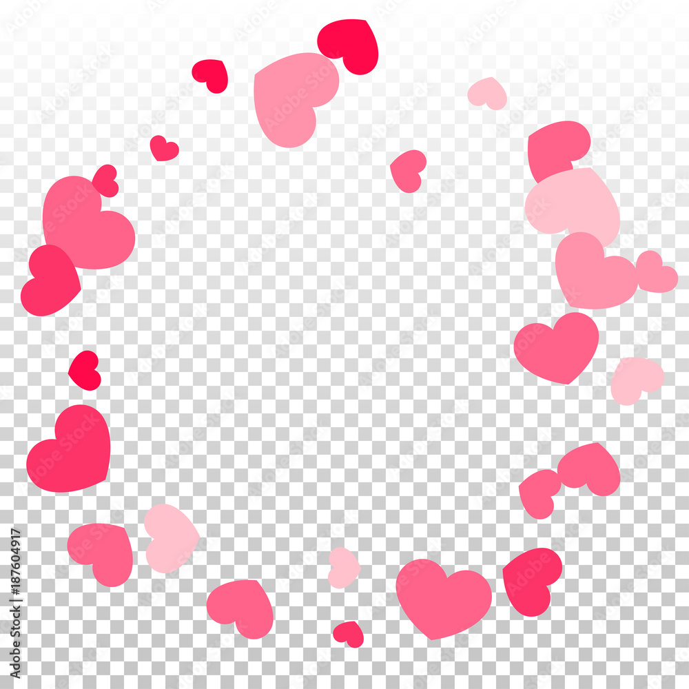 Hearts Confetti Falling Background. St. Valentine's Day pattern. Love.