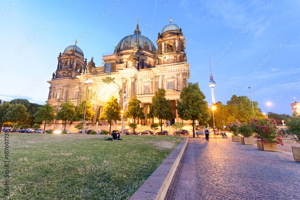 Sunset view of Berliner Dom. City Cathedral in summer