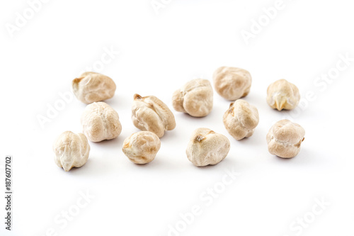 Chickpeas uncooked isolated on white background