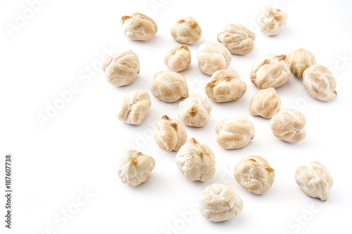 Chickpeas uncooked isolated on white background