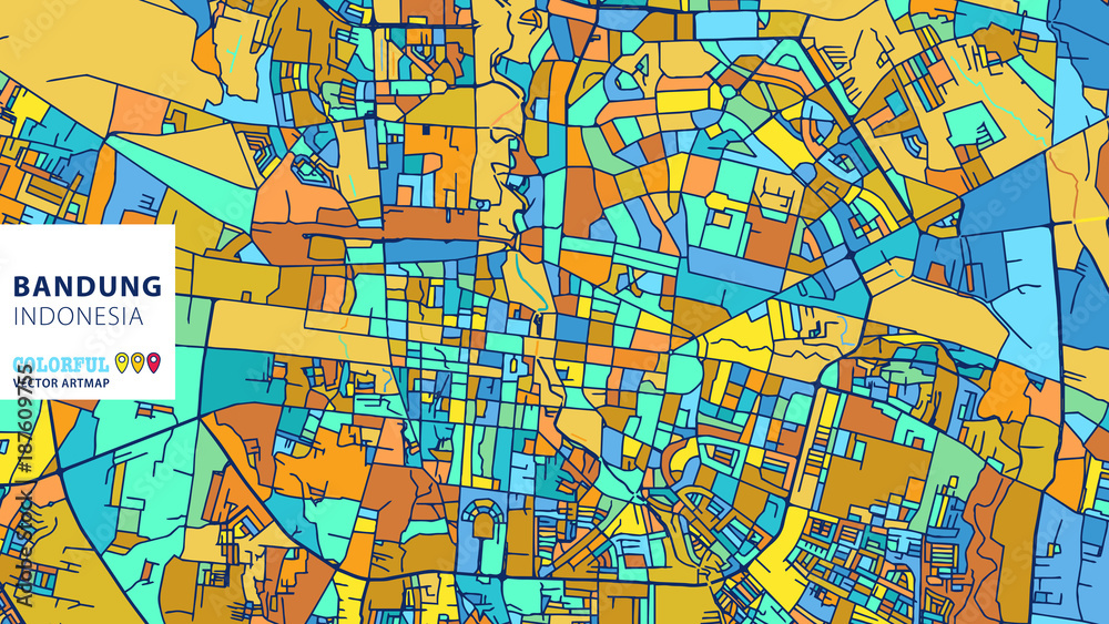 Obraz premium Bandung,&nbsp;Indonesia, Colorful Vector Artmap