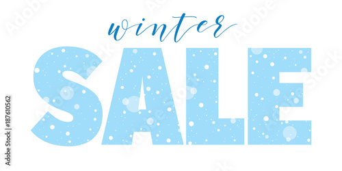 Winter sale seasonal banner with snow lettering