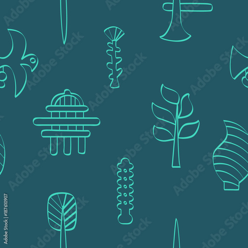 Seamless pattern with Phaistos disc signs for your design