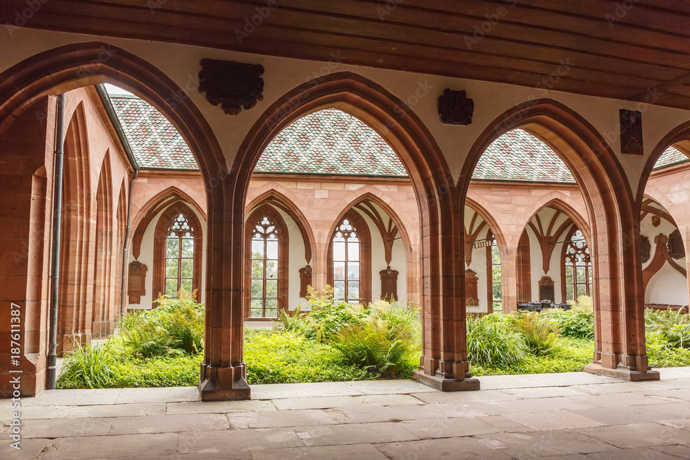 .Arched passage in the cathedral of Basel. Switzerland.