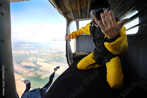 Parachuting on sunny day