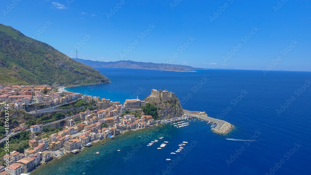Beautiful aerial coast of Calabria in summer, Italy