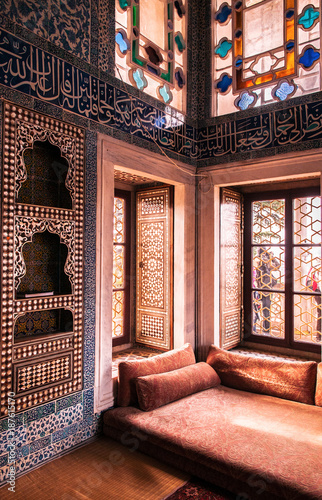 Photography Beautiful Mosaic Interior of Topkapi Palace. Istanbul, Turkey.