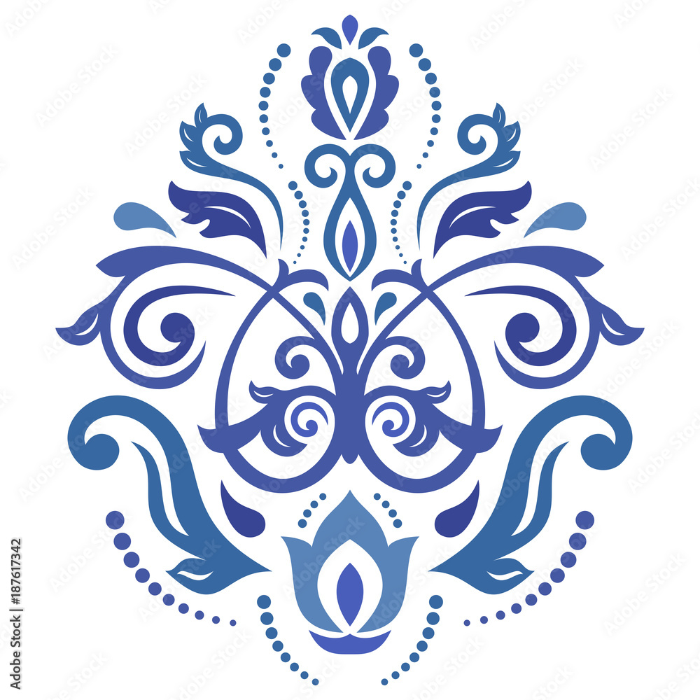 Oriental pattern with arabesques and floral elements. Traditional classic ornament. Vintage pattern with arabesques