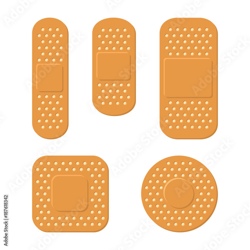 Plaster Bandage Care Set on White Background. Vector photo