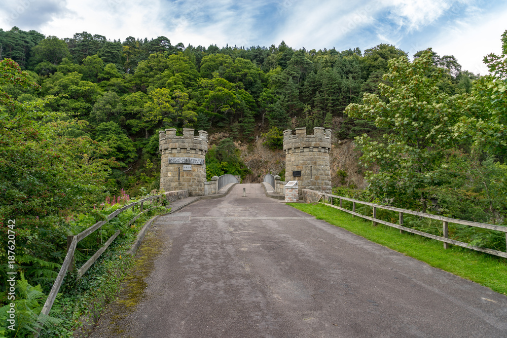 Craigellachie Bridge over the River Spey in Scotland