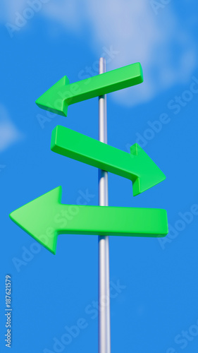 Green arrows on signpost