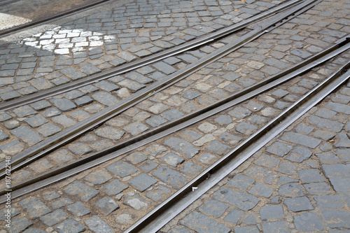 Tram Track and Cobblestones in Lisbon