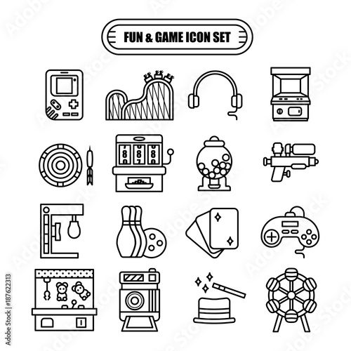 Fun and Game Line Design Icon Set