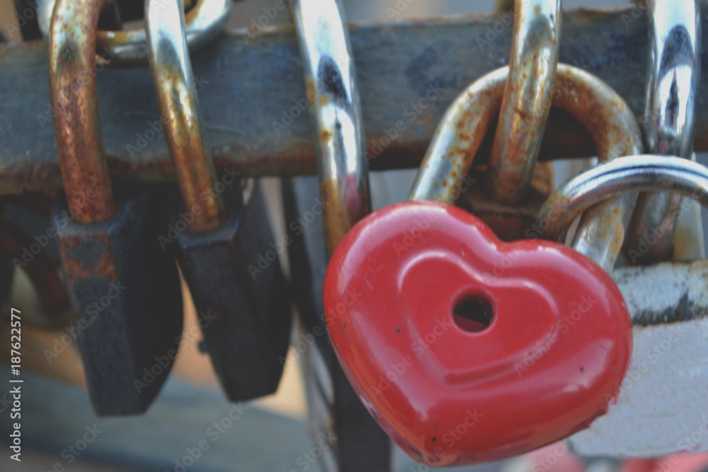 The padlocks as symbol of love. Happy Vlentine's day card. The padlocks as symbol of love. Happy Vlentine's day card.