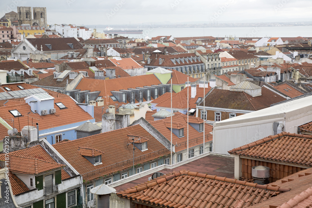 Baixa Neighbourhood in Lisbon; Portugal